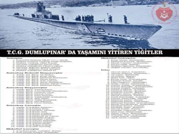 4 NİSAN 1953 tarihinde TCG Dumlupınar denizaltısında kaza sonucu hayatını yitiren meslektaşlarımızı saygıyla anıyoruz. https://tr.wikipedia.org/wiki/TCG_Dumlup%C4%B1nar_(D-6)