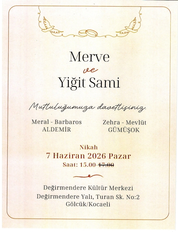 Birlesen elleriniz ve kalpleriniz birbirinden hiç ayrılmasın. Bir hayati tüm güzellikleriyle paylaşmanız dileklerimizle…